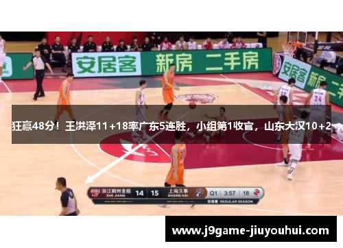 狂赢48分！王洪泽11+18率广东5连胜，小组第1收官，山东大汉10+2